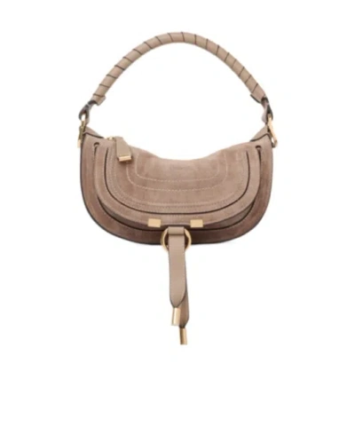 Chloé Mini Marcie Shoulder Bag In Suede Leather In Brown