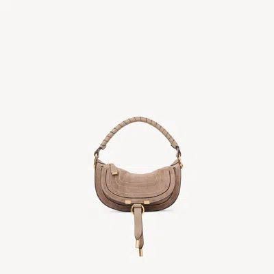 Chloé Mini Marcie Shoulder Bag In Suede Leather In Neutral