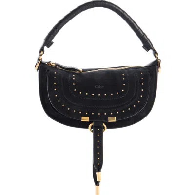 Chloé Mini Marcie Suede Camera Shoulder Bag In Black