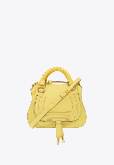 Chloé Mini Marcie Top Handle Bag In Calfskin In Yellow