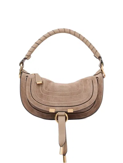 Chloé Mini Marcie Topstitch Detail Handle Tote Bag In Neutral