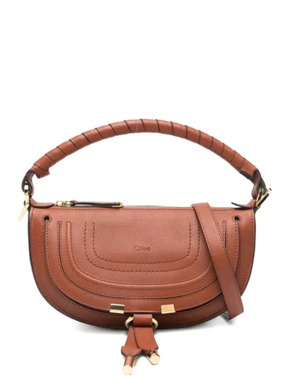 Chloé Mini Marcie Twisted-handle Leather Shoulder Bag In Brown