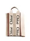 Chloé Mini Woody North South Tote Bag In Neutrals