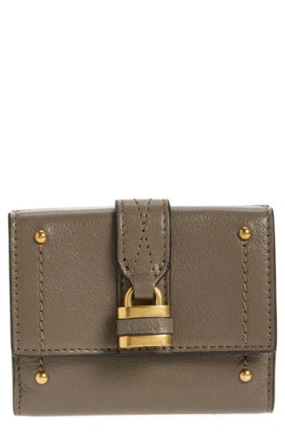 Chloé Mini Paddington Grained Leather Trifold Wallet In Brown