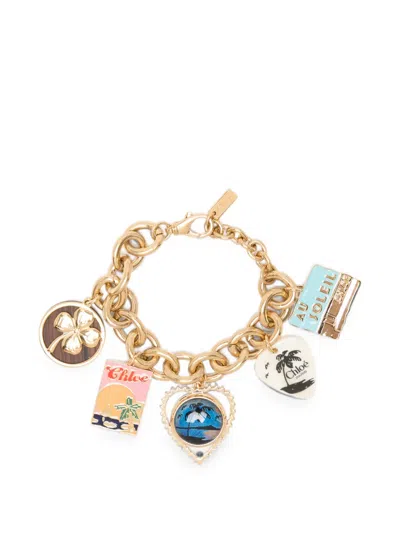 Chloé Mini Paddington Multi-charm Earrings In Gold