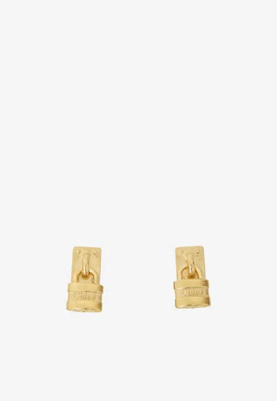 Chloé Mini Paddington Padlock Earrings In Gold