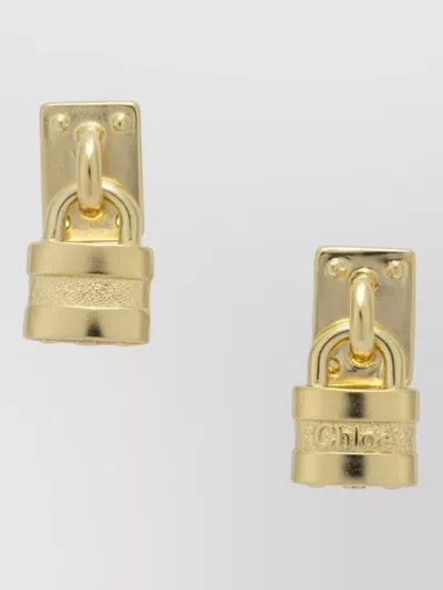 Chloé Mini Paddington Padlock Motif Hoop Earrings In Gold