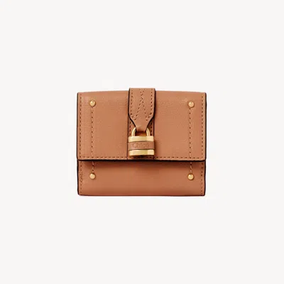 Chloé Mini Paddington Tri-fold In Grained Leather In Brown