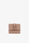 Chloé Paddington Embellished Textured-leather Cardholder In Brown