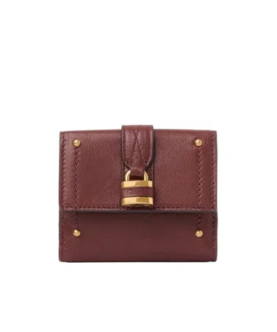Chloé Mini Paddington Tri-fold In Grained Leather In Pink