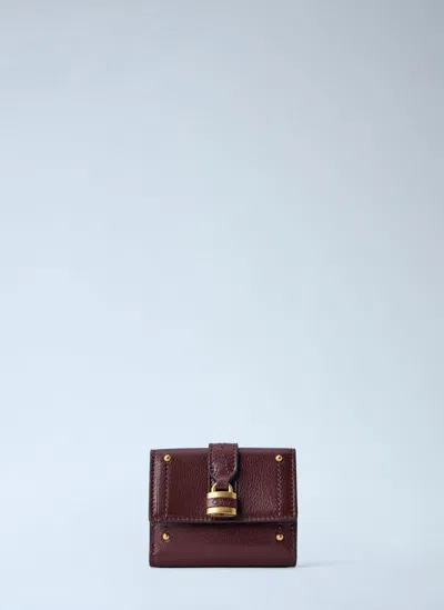 Chloé Mini Paddington Tri-fold Wallet In Burgundy