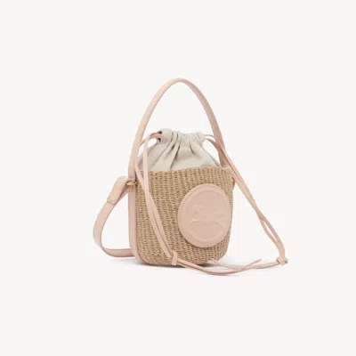 Chloé Mini Panier Horse Medal En Fibres Naturelles Femme Rose Taille Onesize 100% Papier Textile, Cuir De In Pink