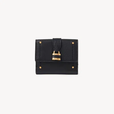 Chloé Mini Paddington Tri-fold In Grained Leather In Black