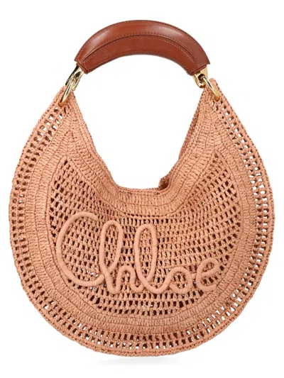 Chloé Mini Raffia Palm Handbag In Pink