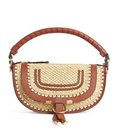Chloé Mini Raffia-effect Marcie Shoulder Bag In Multi