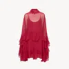 Chloé Ruffled Mini Dress In Silk Mousseline