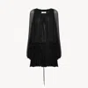 Chloé Mini Cape Dress In Silk Mousseline In Black