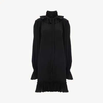 CHLOÉ LONG-SLEEVE MINI DRESS IN CRÊPE DE CHINE