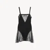 Chloé Sleeveless Mini Dress In Silk Charmeuse & Lace In Black