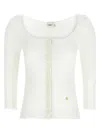 Chloé Mini Ruffled Cardigan Sweaters And Cardigans White In Multi