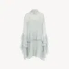 Chloé Mini Ruffled Dress In Silk Mousseline In Gray