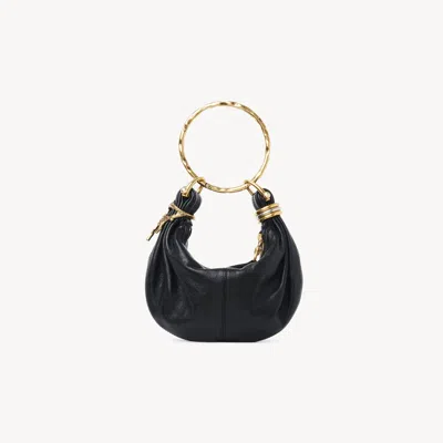 CHLOÉ MINI BRACELET HOBO BAG IN GRAINED LEATHER BLACK SIZE ONESIZE 100% BUBALUS BUBALIS, FARMED, COO ITALY