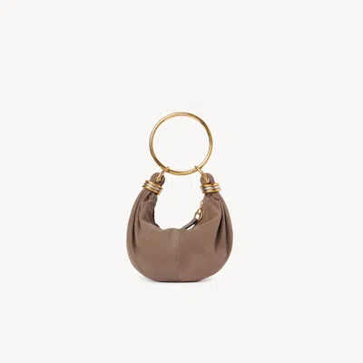 Chloé Mini Sac Hobo Bracelet Bag En Cuir Velours In Brown