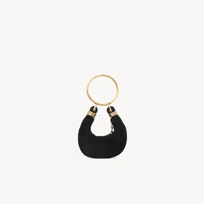 Chloé Mini Sac Hobo Bracelet Bag En Cuir Velours In Black