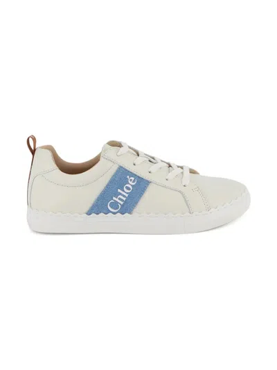 Chloé Mini Scalloped Sneakers With Contrasting Bands In White