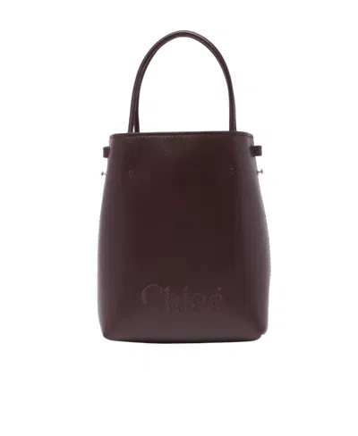 Chloé Mini Sense Leather Tote Bag In Black