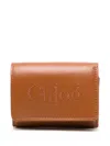 Chloé Sense Logo-embroidered Leather Wallet In Brown