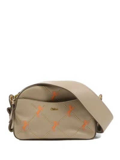 Pre-owned Chloé Mini Signature Shoulder Bag In Neutral