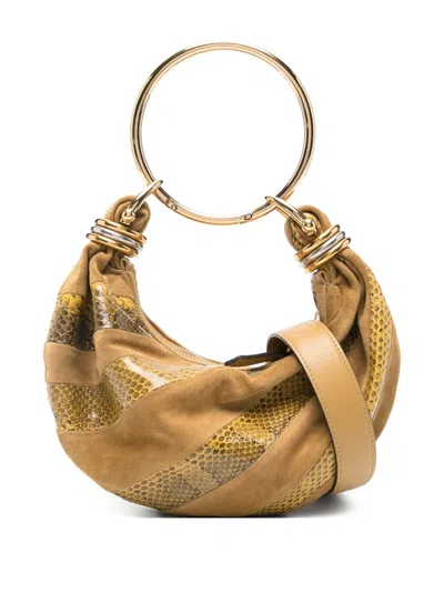 Chloé Mini Snakeskin-effect Bracelet Bag In Brown