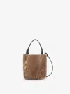 Chloé Spin Embellished Leather-trimmed Shearling Tote In Neutral