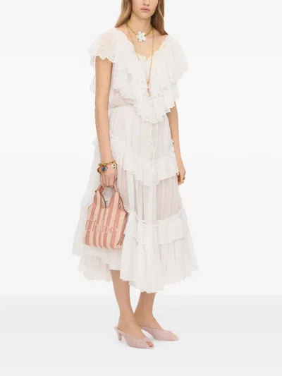 Chloé Mini Striped Tote Bag In Pink