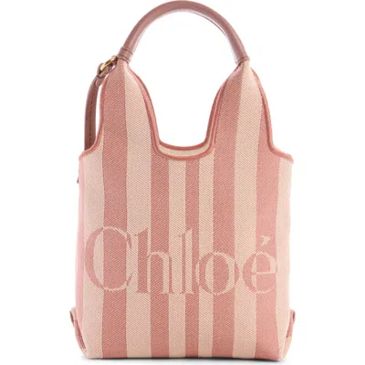 Chloé Mini Stripy Jacquard Stripe Crossbody Tote In White