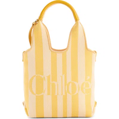 Chloé Mini Stripy Jacquard Stripe Crossbody Tote In Yellow