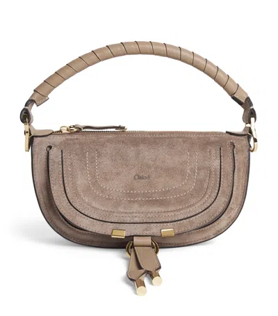 Chloé Mini Suede Marcie Shoulder Bag In Neutral
