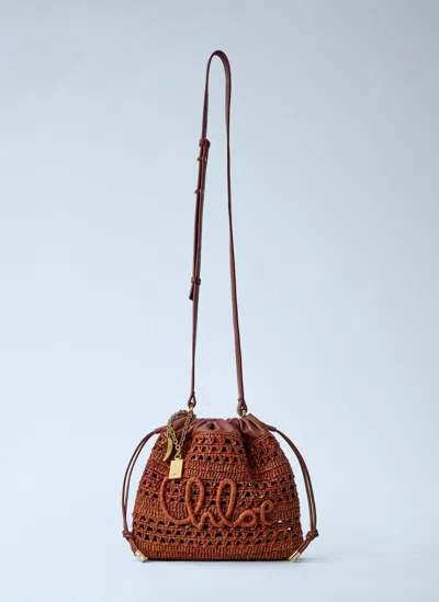 Chloé Mini Summer Banana Drawstring Shoulder Bag In Brown