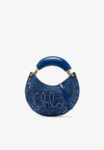 Chloé Mini Summer Banana Hobo Bag In Blue