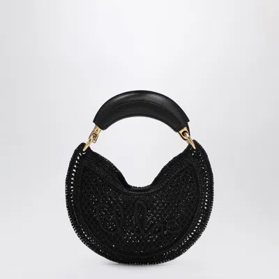 Chloé Mini Summer Banana Hobo Bag In Black Crochet With Leather Details Women