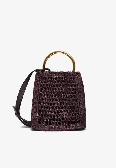 Chloé Mini Summer Banana Raffia Tote Bag In Brown