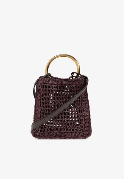 Chloé Mini Summer Banana Raffia Tote Bag In Brown