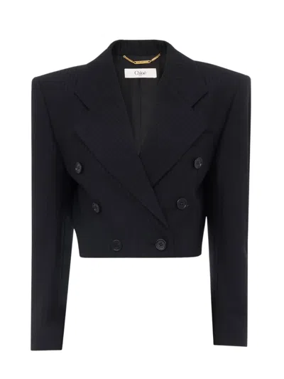 Chloé Mini Tailored Dancer Jacket With Decorative Chest Pocket In Black