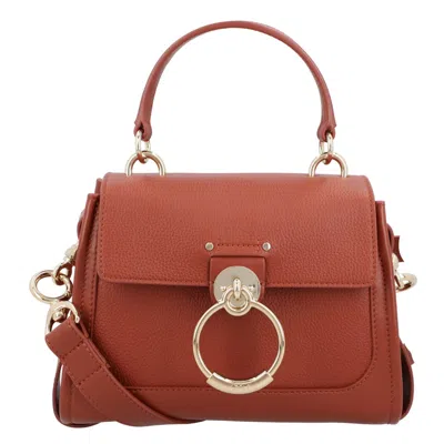 Chloé Mini Tess Day Bag In Grained & Soft Leather In Brown