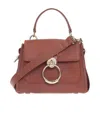Chloé Mini Tess Day Shoulder Bag In Grained Leather In Brown