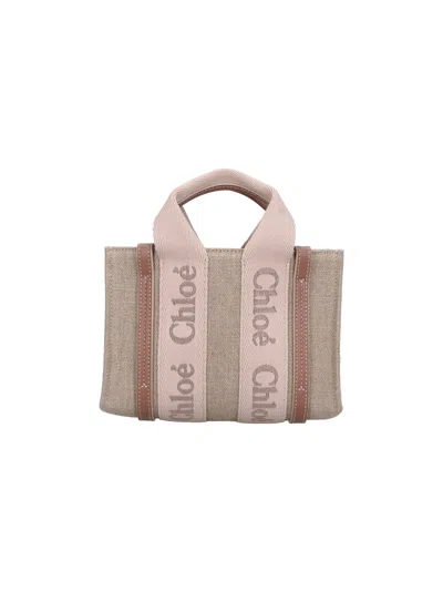 Chloé Mini Tote Bag "woody" In Sand