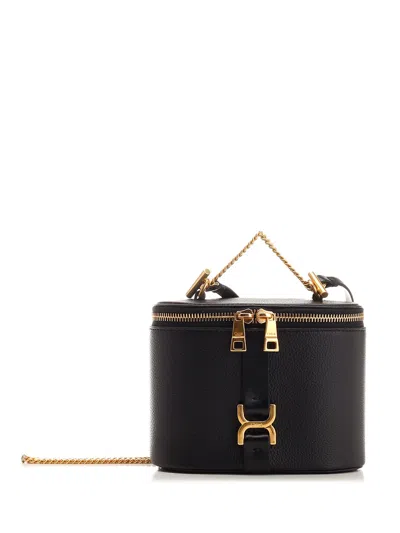 Chloé Small Marcie Vanity Leather Shoulder Bag In Black