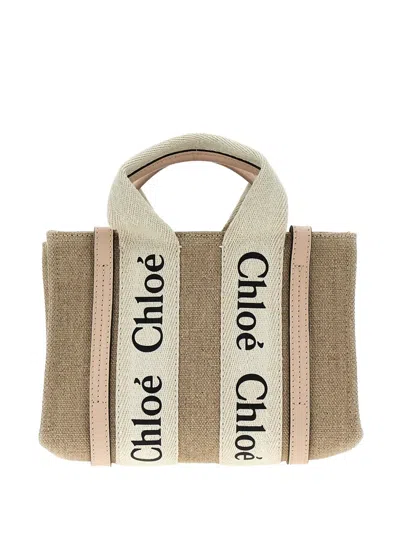 Chloé Mini Woody Canvas Logo-detail Tote Bag