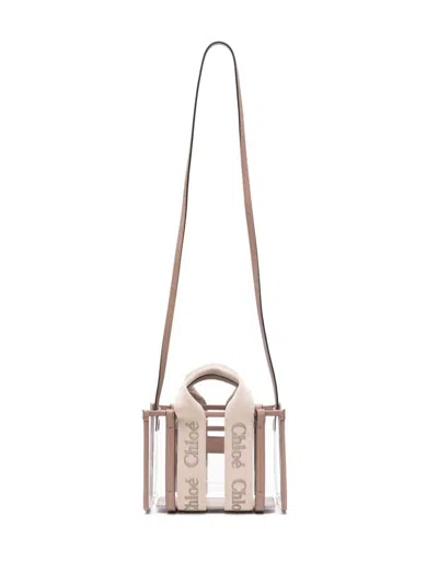 Chloé Mini Woody Jelly Tote Bags In Beige